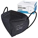 20 Stück FFP2 Masken Schwarz CE0598 Zertifizierung Mundschutz FFP2 Filtr-rate ≥ 95% 5-Lagige , Einzeln verpackte KN95/FFP2 atmungsaktive, Mit verstellbarem Nasendraht FFP2 Atemschutzmaske