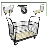 TRUTZHOLM Plattformwagen 500 kg Gitterwagen Rollwagen 119x67x107 cm Türen schwenkbar Gitterbox fahrbar Transportwagen Transportgitterwagen Gitter Wagen Magazinwagen