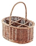 Kobolo Flaschenkorb aus Weide für 6 Flaschen, 39x29x40 cm, Stabiler Flaschenträger mit Henkel, einfacher & kompakter Transport für Bier, Wein & Wasserflaschen