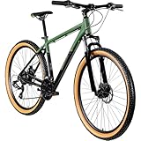 Galano Toxic 27,5 Zoll Fahrrad Hardtail MTB Damen und Herren 165-190 cm Mountain Bike MTB Rahmen Unisex Rad Alu-Mountainbike (schwarz/Khaki, 46 cm)