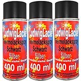 LudwigLacke 3 x Spraydosen 400ml Thermolack Silber bis 800 Grad Autolack