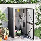 Myheimly Geräteschuppen Gerätehaus Gartenhaus Garten Werkzeug Schuppen Lagerschuppen Geräteschrank Verzinkter Stahl Anthrazit,88 x 89 x 161 cm