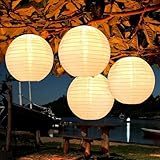 Bawoo Solar Lampions Außen Wetterfest Solar LED Laterne Wasserdicht Warmweiß Hängende Solarbetrieben Gartenlaterne für Garten Terrasse Hof usw (4 Stück 25cm)