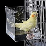 GURECOD hängende Vogelbadewanne Würfel Vogelbadewanne Badebox Schüssel Käfigzubehör kleine Vögel Kanarienvögel Lerchen Papageien Kakadus Unzertrennliche Papageien Bad (13x13x11cm)