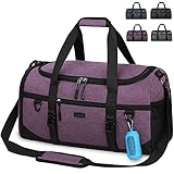 Lubardy Sporttasche Reisetasche Groß 40L Wasserdicht mit Sporthandtuch Schuhfach Nassfach Weekender Schwimmtasche Trainingstasche Damen Herren Gym Bag Violett