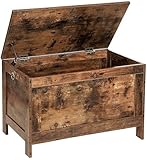 HOOBRO Truhen, Sitzbank mit Stauraum, Spielzeugtruhe mit Deckel, Schuhbank, Sitztruhe, Aufbewahrungstruhe, Robust, Sicherheitsscharniere, Schlafzimmer, Wohnzimmer, 76 cm, Dunkelbraun EBF75CW01G1