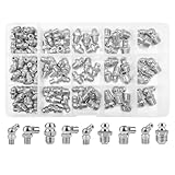 110 Stück Schmiernippel Sortiment M6 M8 M10 in Gerade und Abgewinkelt 45° 90° Kegelschmiernippel, Fettpresse Mundstück, fettpresse für schmiernippel