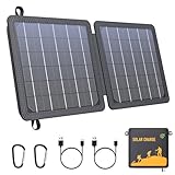 WASTDE Solarpanel Faltbar, 10W Tragbares Solar Ladegerät USB-C/USB/Ausgang für Handy Tablets, 24% Hoher Umwandlungswirkungsgrad IPX4 Wasserdicht für Camping Outdoor Aktivitäten