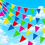 100 m, 200 Stück Wimpelkette, Partydekoration, Wiederverwendbare, wasserdichte Dreiecksflaggen, für drinnen und draußen, Hochzeiten, Geburtstage, Partys, Feste, Dekorationen