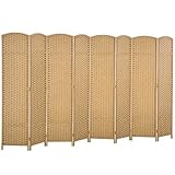 HOMCOM Paravent 8-teilig 320 x 170 cm Raumteiler Faltbar Trennwand aus Bambus, Sichtschutz Raumtrenner Stellwand für Wohnzimmer Natur