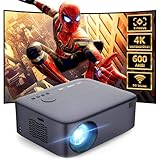 [Elektrischer Fokus/Trapezkorrektur/Zoom] Beamer, Beamer 4K Unterstützt 600ANSI WiFi6 Zwei-Wege Bluetooth, Native 1080P Heimkino Videoprojektor, Kompatibel mit Smartphone/TV-Stick/Laptop/Konsole