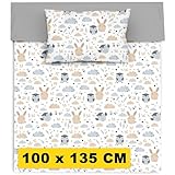 Amilian Kinderbettwäsche 100x135 cm - Baby Bettwäsche 100x135 cm - Tiere 100% Baumwolle - Komfortable Umschlag - Bettwäsche Kinder 100 x 135 für Babybett - Kinder Bettwäsche Baby