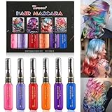Baorder 6 Farben sofort Haarfarbe Farbstoff vorübergehend, waschbar helles Haar Mascara Farbe Kreide Regenbogen für Mädchen Frauen und Männer, Geburtstag Halloween Cosplay DIY Make-up