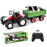 MINENICE 1:24 Landwirtschaftliche Traktor, Ferntraktor für Kinder, elektrisch, mit Anhänger, landwirtschaftliches Spielzeug für Jungen und Kinder (grün)
