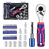 WORKPRO 42-teiliger 1/4' Steckschlüsselsatz, Ratschensatz mit Bit und Magnetischer Bithalter für Heimwerker, Autoreparatur und tägliche Wartung mit Werkzeugkasten