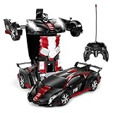 Transformator Ferngesteuertes Auto Spielzeug für Kinder 3-12, 2 -in-1 Transform Roboter Spielzeug,2.4GHz Verformung Roboter RC Auto,360° Drehung rc Auto Robote,für Jungs Mädchen Geschenke