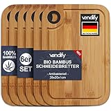 vendify® Frühstücksbrettchen aus Bambus Schneidebrett 6er-Set 28x20 cm - Küchenbretter Set Holz