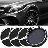 GDFJBG 4 Stück Nabendeckel für 75MM, Radnabenkappen, Felgendeckel, Nabendeckel, Logo Radnaben Abzeichenaufkleber wasserdicht staubdicht Radzierblende Radmitte Emblem Aufkleber Zubehör(Schwarz)