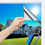 Guuteee(44.5X200cm Silber)Spiegelfolie Fenster Hitzeschutz | UV Folie Selbstklebend | Fensterfolie Sonnenschutz Hitzeschutz innen oder außen|Rückstandslose Thermofolie Fenster Gegen Hitze|Spiegelfolie