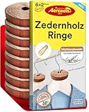 Aeroxon Zedernholz Mottenschutz – 2x8 Mottenschutz Ringe gegen Kleidermotten, Natürlicher Schutz für Kleiderschrank, Frischer Zedernholz Duft