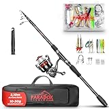 Paradox Fishing Angelruten Set zum Spinnfischen 2,1m Wg. 10-30g I Teleskop-Rute mit Rolle, Ködern, Angelzubehör und Angel-Tasche I Angel Set – Angel-Set komplett