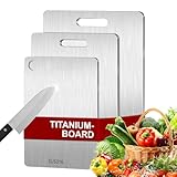 3 Stück Titan Schneidebrett, Edelstahl Titanium Cutting Board, Doppelseitiges Lebensmittel Grade Schneidebrett, Titanium Cutting Board für Fleisch, Obst