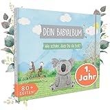 TWIVEE - Babyalbum - Mein erstes Jahr - Mädchen und Jungen - Erinnerungsbuch Baby - Babytagebuch - Baby Erinnerungsbuch - Babybuch zum Eintragen - Baby Album