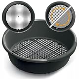 BirnePower Gartensieb Steinsieb Erdsieb Rund Schüttelsieb Schuttsieb aus Kunststoff Siebkorb Ø 37 cm Masche 4mm-10mm einstellbar