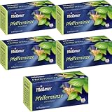 Meßmer Tee Pfefferminze klein Tee 25 STÜCK X 2,25 gramm x 5 er Pack mit Pufai