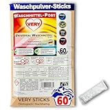 VERY Waschmittel Sticks | All-in-1 | 60 Waschladungen | hochkonzentriert & vordosiert in wasserlöslicher Folie | für weiße & bunte Wäsche | tiefenrein & frischer Duft | 20–95 °C