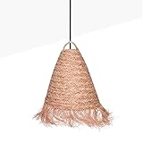 BarcelonaLED Pendelleuchte Deckenleuchte Seil Lampenschirm Natürliche Handarbeit Rustikal Stil Nordic Farbe Rattan Bambus Holz Lampenfassung E27 Schwarz für Esszimmer Wohnzimmer