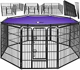 LovPet Welpenlaufstall Freilaufgehege Welpenauslauf I Hundelaufstall XXL 8 Gitter je 80x80 cm I Wetterfester Tierlaufstall mit Tür für Hund Katze Welpe Kaninchen Meerschweinchen I mit Dach & Erdankern