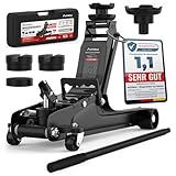 AUTORIA Wagenheber 2,5T – Flacher hydraulischer Rangierwagenheber mit Koffer, 3X Gummiauflage & Adapter – für PKW & tiefergelegte Fahrzeuge – bis 2.500 kg Tragkraft