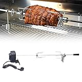 Levkitch Grillspieß Set 104cm 4W Edelstahl Motor Rotisserie Drehspieß für Gasgrill Max. Belastbarkeit: 5-8kg