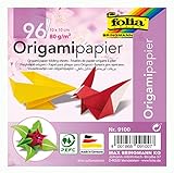 folia 9100 - Faltblätter Origami 10 x 10 cm, 80 g/qm, 96 Blatt, sortiert in 12 verschiedenen Farben - ideal zum Papierfalten und für andere kreative Bastelarbeiten