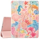 JOYLAND Schutzhülle für iPad 7. / 8. / 9. Generation (2019/2020/2021), 25,9 cm (10,2 Zoll), mit Stifthalter, automatische Wake/Sleep-Funktion, Meeresleben-Muster, kratzfest, stoßfest