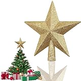 Weihnachtsbaumspitz Stern - Christbaumspitze Gold, Kunststoff Baumspitze, Weihnachtsbaumspitze, Spitze Für Weihnachtsbaum - Gold Glitzernden Weihnachtsbaum Baum Topper Dekoration - 20 cm