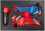 DAKCOS 18 tlg Torx Innensechskantschlüssel mit Griff TX & HX Winkelschlüssel | T10-T50 & 1,5mm-10mm | Cr-V