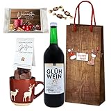 Geschenkset „Bratapfel-Glühmost mit Keramiktasse“ – 1 l Glühmost, Baumkuchen-Spitzen, Waffeln & Bonbons – Genusswelten Kasberger Weihnachtstasche Frohes Fest