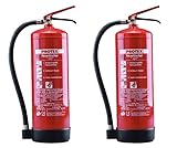 2 Schaum-Feuerlöscher – Protex Schaumfeuerlöscher – 6 Liter - für die Brandklassen A und B – Zertifiziert nach DIN EN 3 – je 11 kg – mit praktischer Halterung – mit Prüfplakette - Made in EU