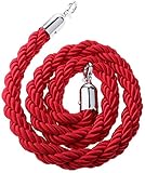1.5m Samt Handlaufseil Absperrseil Standard für Personen Personenleitsystem Absperrband Sperre Absperrgurt mit Edelstahl Haken (Rot)