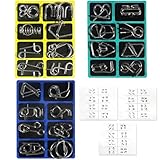 24-Teiliges Metall Puzzle - Geduldsspiel Kinder丨Knobelspiele für Erwachsene, Geschicklichkeitsspiele, Denksport Aufgaben, IQ Puzzle Knobelspiele für Alle Altersgruppen Geburtstags Weihnachts Geschenke