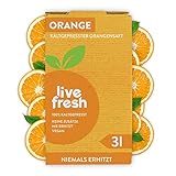 LiveFresh Orangensaft 3 Liter Saftbox | Kaltgepresst | Aus 100% frischen Oragnen | Keine Zusätze, keine Zuckerzusatz | Bag in Box Orange