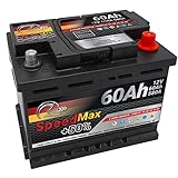 SMC Autobatterie Speed Max 60Ah 12V 580A Starterbatterie für Autos mit hohem Energiebedarf ersetzt 55 61 62 64 65 ah überlegene Leistung Pluspole Recht Wartungsfrei