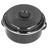 Nikou Ovaler Bräter, Emaille-Bräter, Bräter mit Deckel, Design für Grill und Süßkartoffel, Familiengröße, Schwarz, hervorragende Heizung, 30 x 20 cm