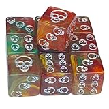 STBQHG Sechsseitige Acryl-Würfel, Totenkopf-Muster, Tischspielwürfel, runde Ecken, Rollenspiele, Brettspiel-Zubehör, 10 Stück