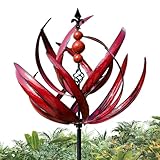 Metall Windrad für Garten, Lotus Windspiel Windmühle Wetterfest Und Standfest Garten Wind Spinner Metall Windräder Mit Besten Kugellagern, Für Garten Als Dekoration, Höhe 90 cm
