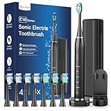 Elektrische Zahnbürste Schallzahnbürste für Erwachsene - Whitening Ultraschall Zahnbürste Elektrisch mit Reiseetui und Ladestation, Electric Toothbrush Mit 8 Bürstenköpfe, 5 Putzmodi, 40000VPM