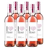 I heart Rosé Wein (6 x 0,75 l) - frisch-fruchtiger Roséwein, Trocken, mit süßen Himbeer Aromen, modern und unkompliziert, ideal als Aperitif oder zu leichten indischen Speisen