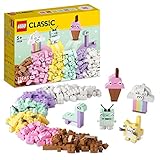 LEGO Classic Pastell Kreativ-Bauset Bausteine-Box, Konstruktionsspielzeug für Mädchen und Jungen ab 5 Jahren mit Modellen; Eiscreme, Dinosaurier, Katze & mehr 11028